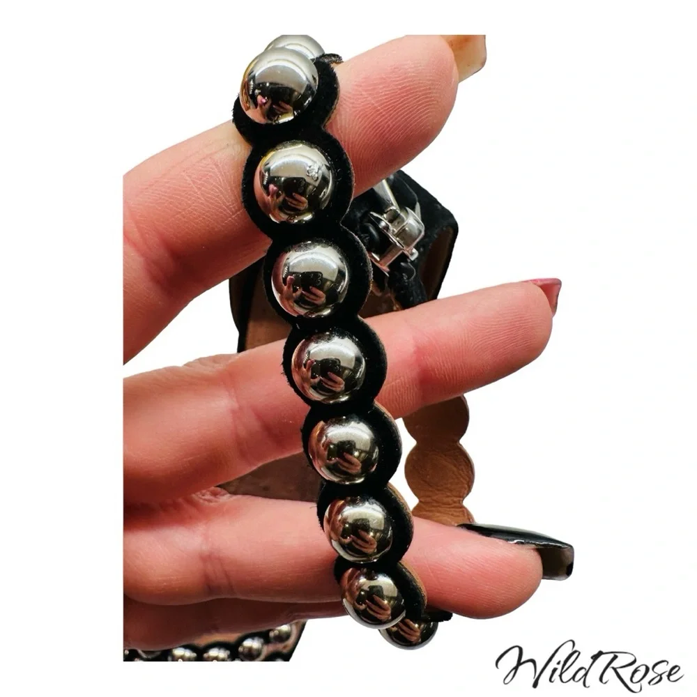 Alaia Black Suede Studded Ankle Strap Sandals Heels Size 36 - Picture 10 of 16